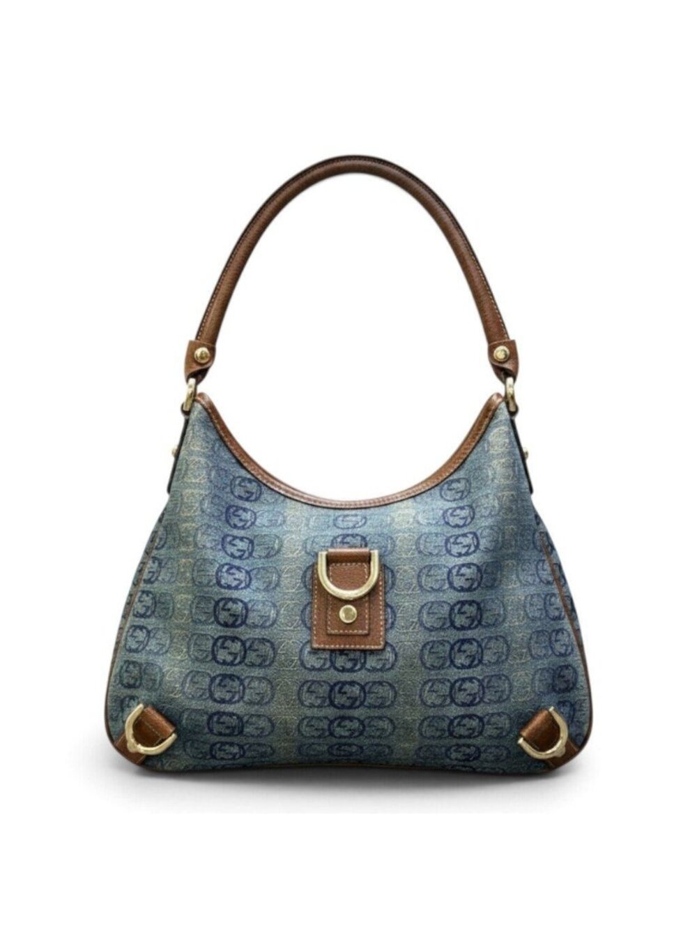 Gucci Abbey Denim Shoulder Bag Indigo Brown